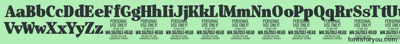IsleHeadBl PERSONAL Font – Black Fonts on Green Background