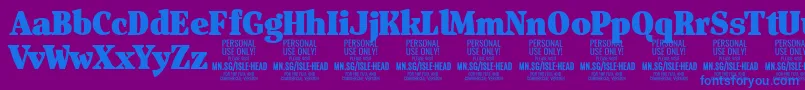 IsleHeadBl PERSONAL Font – Blue Fonts on Purple Background