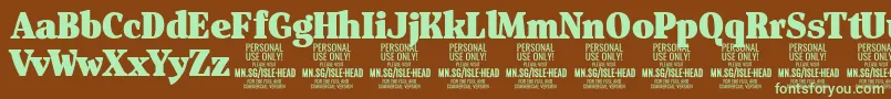 IsleHeadBl PERSONAL Font – Green Fonts on Brown Background