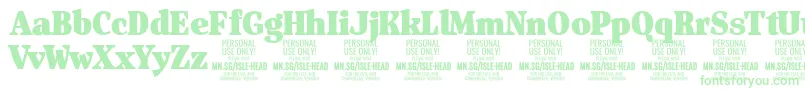 IsleHeadBl PERSONAL Font – Green Fonts on White Background