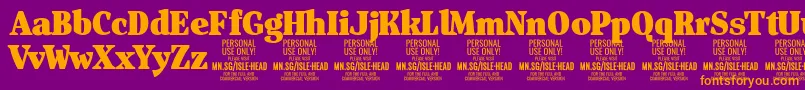 IsleHeadBl PERSONAL Font – Orange Fonts on Purple Background