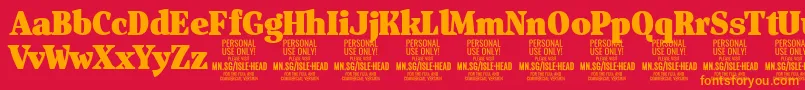 IsleHeadBl PERSONAL Font – Orange Fonts on Red Background