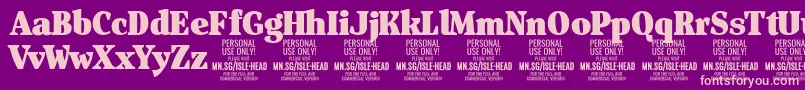 IsleHeadBl PERSONAL Font – Pink Fonts on Purple Background