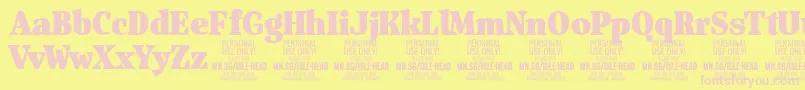 IsleHeadBl PERSONAL Font – Pink Fonts on Yellow Background