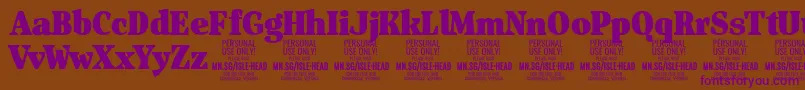 IsleHeadBl PERSONAL Font – Purple Fonts on Brown Background