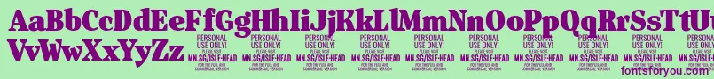 IsleHeadBl PERSONAL Font – Purple Fonts on Green Background