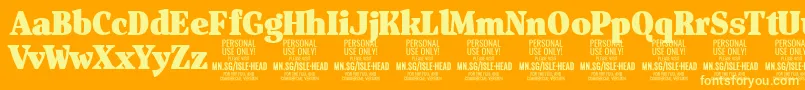 En savoir plus sur la police IsleHeadBl PERSONAL Police IsleHeadBl PERSONAL – polices jaunes sur fond orange