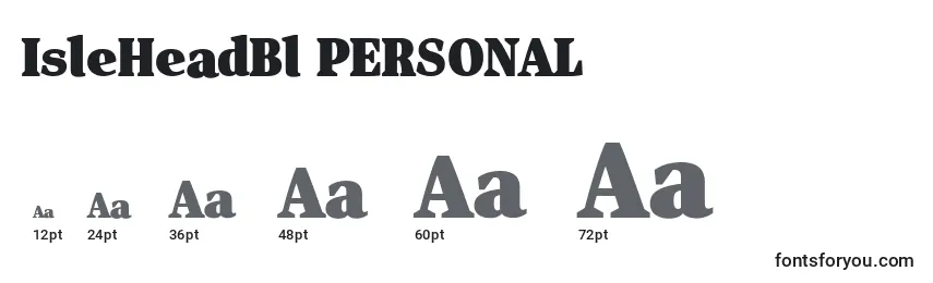IsleHeadBl PERSONAL Font Sizes