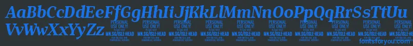 IsleHeadBo i PERSONAL Font – Blue Fonts on Black Background