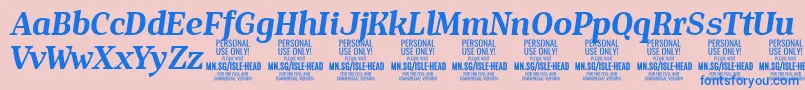 IsleHeadBo i PERSONAL Font – Blue Fonts on Pink Background