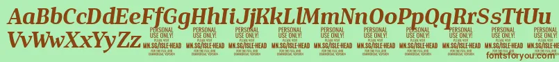 IsleHeadBo i PERSONAL Font – Brown Fonts on Green Background