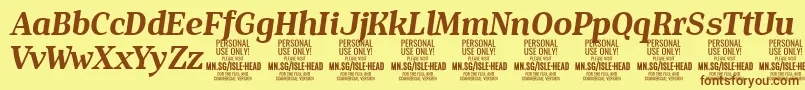 IsleHeadBo i PERSONAL Font – Brown Fonts on Yellow Background
