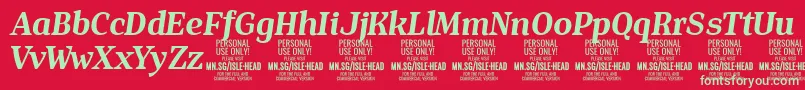 IsleHeadBo i PERSONAL Font – Green Fonts on Red Background