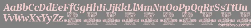 フォントIsleHeadBo i PERSONAL – 灰色の背景にピンクのフォント
