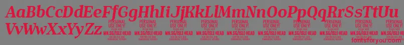 フォントIsleHeadBo i PERSONAL – 赤い文字の灰色の背景