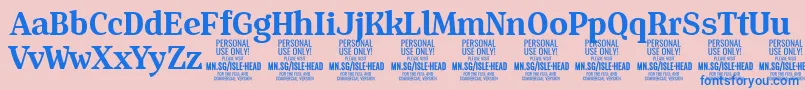 IsleHeadBo PERSONAL Font – Blue Fonts on Pink Background