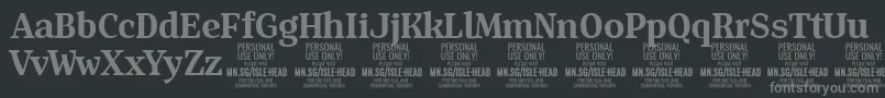 IsleHeadBo PERSONAL-Schriftart – Graue Schriften auf schwarzem Hintergrund