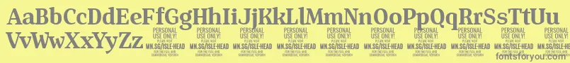 フォントIsleHeadBo PERSONAL – 黄色の背景に灰色の文字