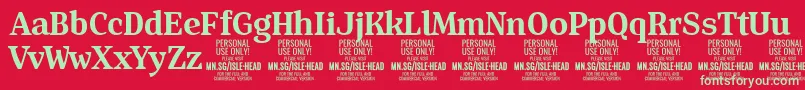 IsleHeadBo PERSONAL Font – Green Fonts on Red Background