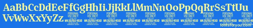 IsleHeadBo PERSONAL Font – Yellow Fonts on Blue Background