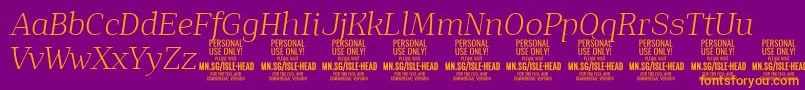 IsleHeadLi i PERSONAL Font – Orange Fonts on Purple Background