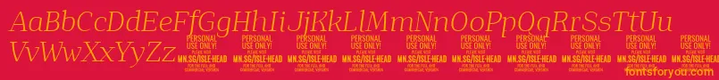 IsleHeadLi i PERSONAL Font – Orange Fonts on Red Background