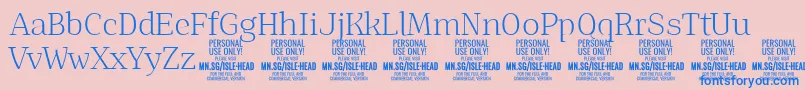 IsleHeadLi PERSONAL Font – Blue Fonts on Pink Background