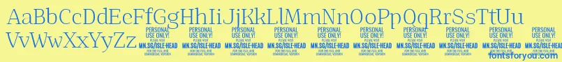 IsleHeadLi PERSONAL Font – Blue Fonts on Yellow Background