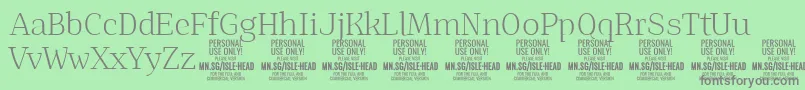 IsleHeadLi PERSONAL Font – Gray Fonts on Green Background