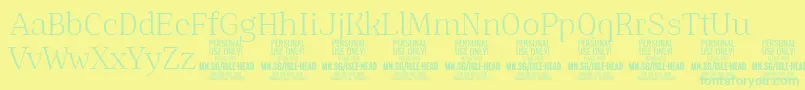 Weitere Informationen zur IsleHeadLi PERSONAL-Schriftart IsleHeadLi PERSONAL-Schriftart – Grüne Schriften auf gelbem Hintergrund
