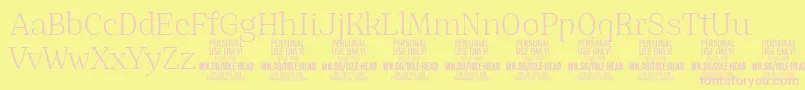 フォントIsleHeadLi PERSONAL – ピンクのフォント、黄色の背景