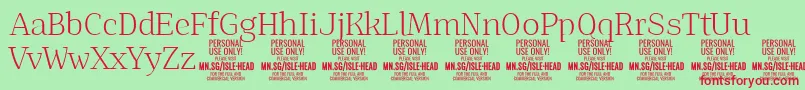 IsleHeadLi PERSONAL Font – Red Fonts on Green Background