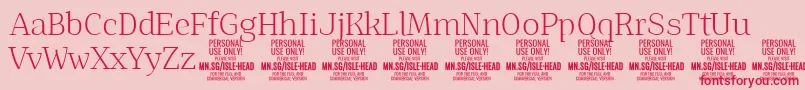 フォントIsleHeadLi PERSONAL – ピンクの背景に赤い文字