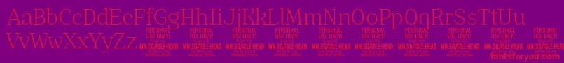 IsleHeadLi PERSONAL Font – Red Fonts on Purple Background