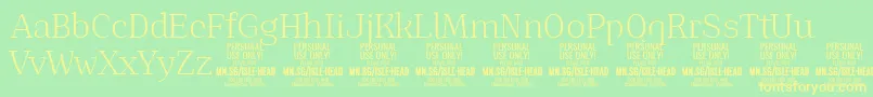 IsleHeadLi PERSONAL-Schriftart – Gelbe Schriften auf grünem Hintergrund