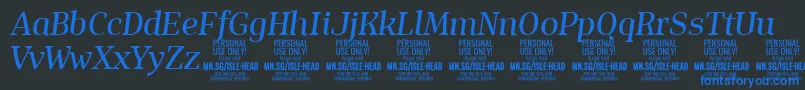 IsleHeadMe i PERSONAL Font – Blue Fonts on Black Background