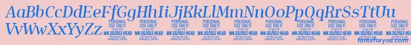 IsleHeadMe i PERSONAL Font – Blue Fonts on Pink Background