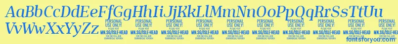 IsleHeadMe i PERSONAL Font – Blue Fonts on Yellow Background