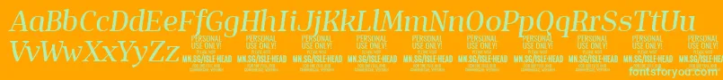 IsleHeadMe i PERSONAL Font – Green Fonts on Orange Background