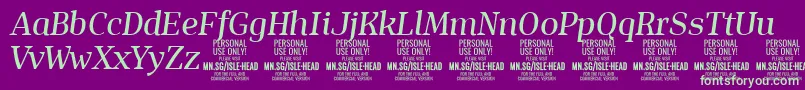 IsleHeadMe i PERSONAL Font – Green Fonts on Purple Background