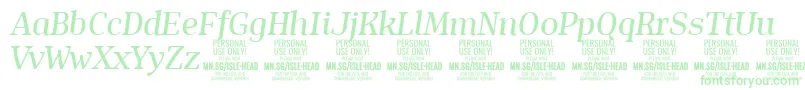 IsleHeadMe i PERSONAL Font – Green Fonts on White Background