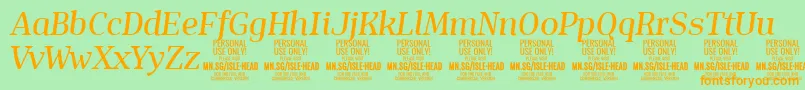 IsleHeadMe i PERSONAL Font – Orange Fonts on Green Background
