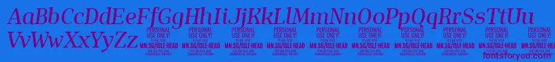 IsleHeadMe i PERSONAL Font – Purple Fonts on Blue Background