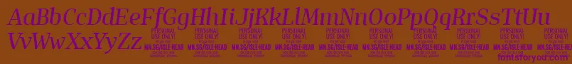 IsleHeadMe i PERSONAL Font – Purple Fonts on Brown Background