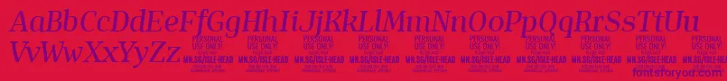 IsleHeadMe i PERSONAL Font – Purple Fonts on Red Background