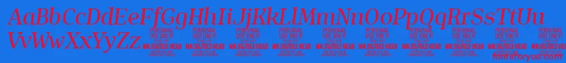 IsleHeadMe i PERSONAL Font – Red Fonts on Blue Background