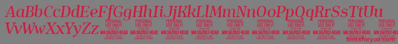 IsleHeadMe i PERSONAL Font – Red Fonts on Gray Background