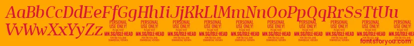 IsleHeadMe i PERSONAL Font – Red Fonts on Orange Background