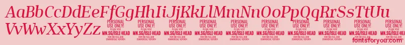 IsleHeadMe i PERSONAL Font – Red Fonts on Pink Background