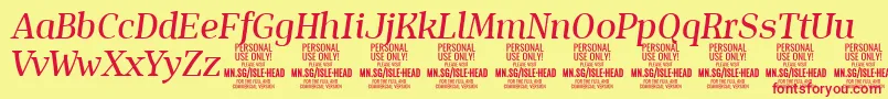 IsleHeadMe i PERSONAL-Schriftart – Rote Schriften auf gelbem Hintergrund